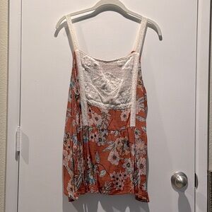 Cami with peplum and crochet details